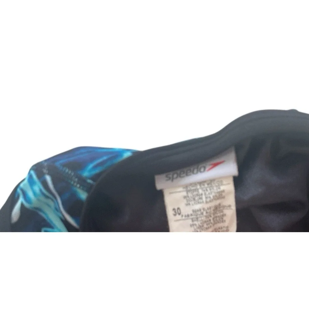 Speedo Women's Size 30 XS One Piece‎ Swimsuit Athletic Black Blue Neon